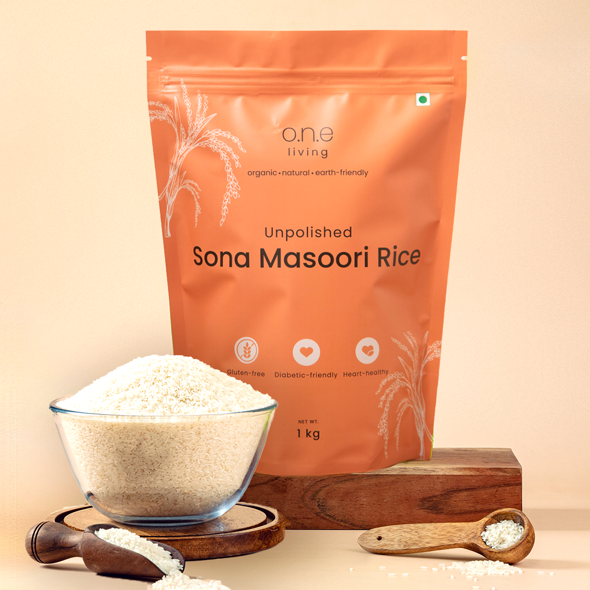 Sona Masoori Rice | 1 Kg | 12 months old | Diabetic-friendly | Pack of 2