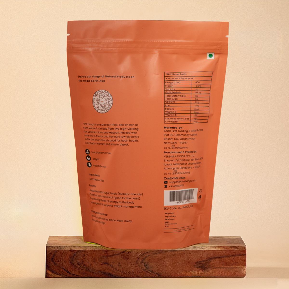 Sona Masoori Rice | 1 Kg | 12 months old | Diabetic-friendly | Pack of 2