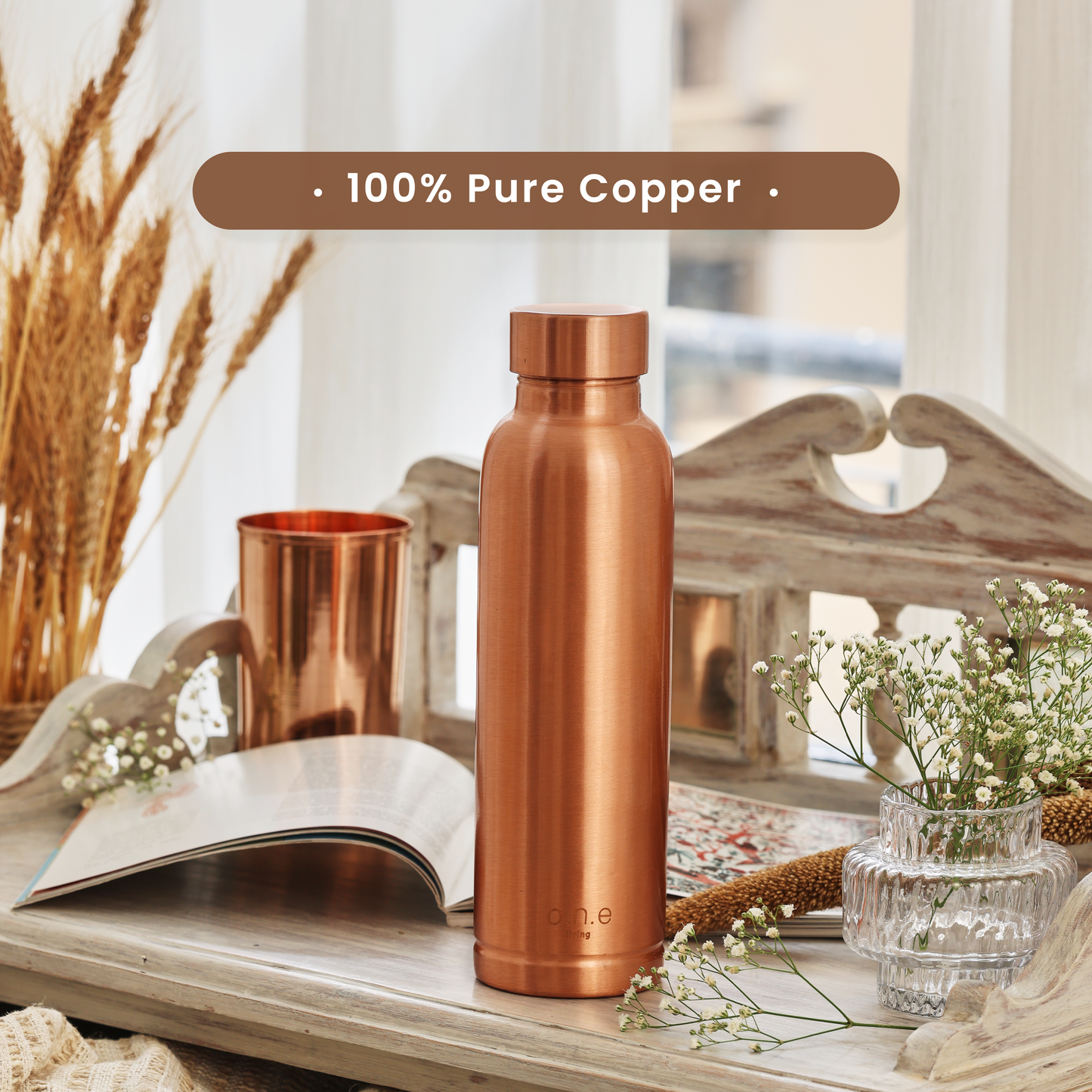 Copper Bottle | 1 Litre | Plain | Improves Digestion