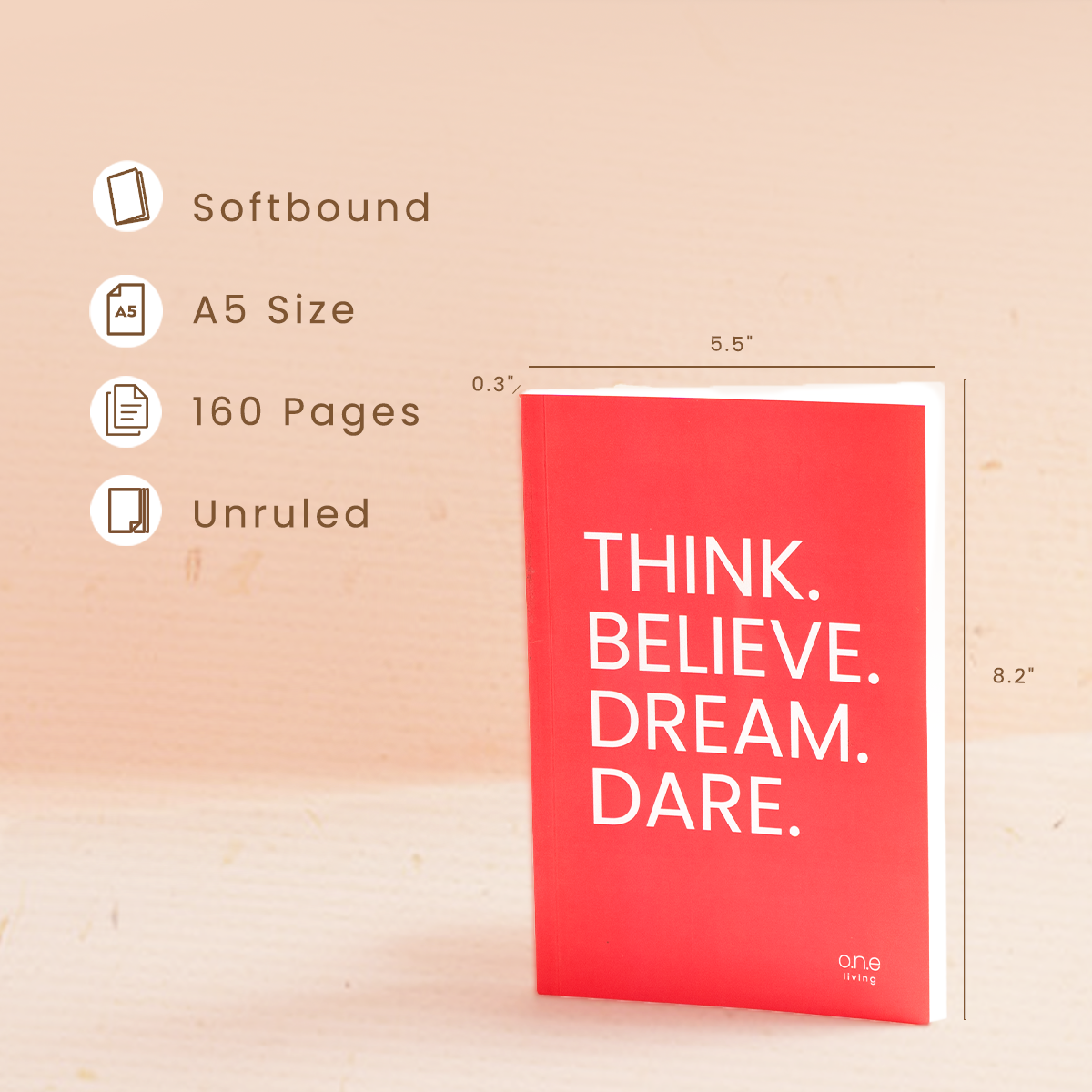 Eco-friendly Diary | Softbound | Unruled | 160 Pages | Red