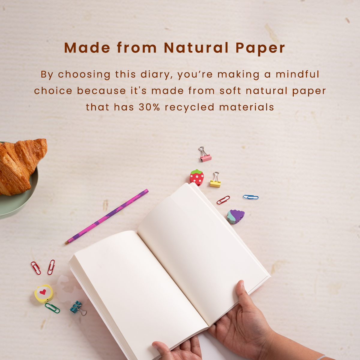 Eco-friendly Diary | Softbound | Unruled | 160 Pages | Red