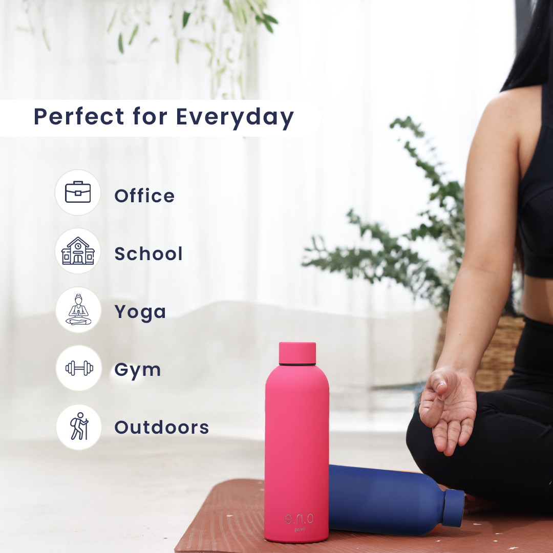 Insulated Stainless Steel Bottles | Set of 2 | 500 ml | Blue & Dark Pink | BPA Free