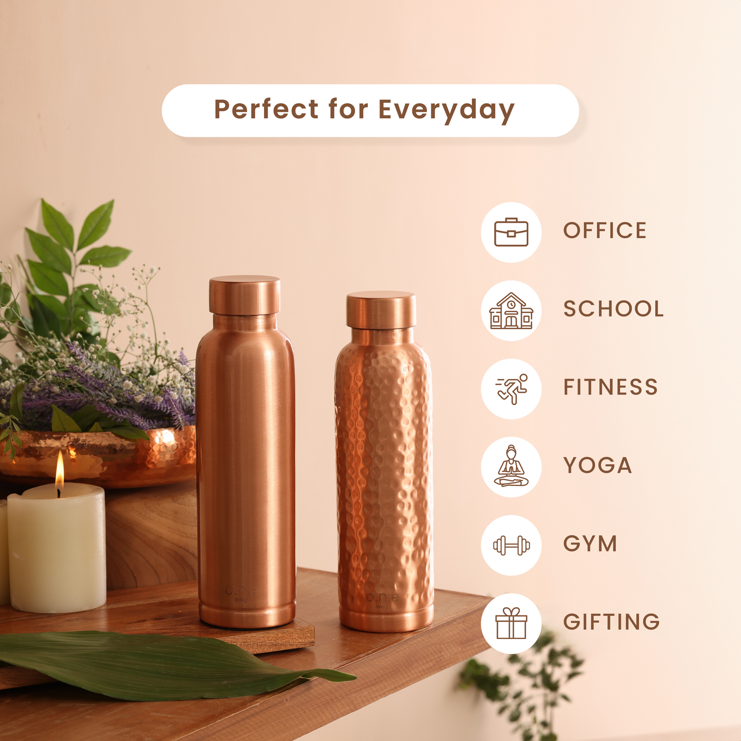 Copper Bottle | 1 Litre | Plain | Improves Digestion