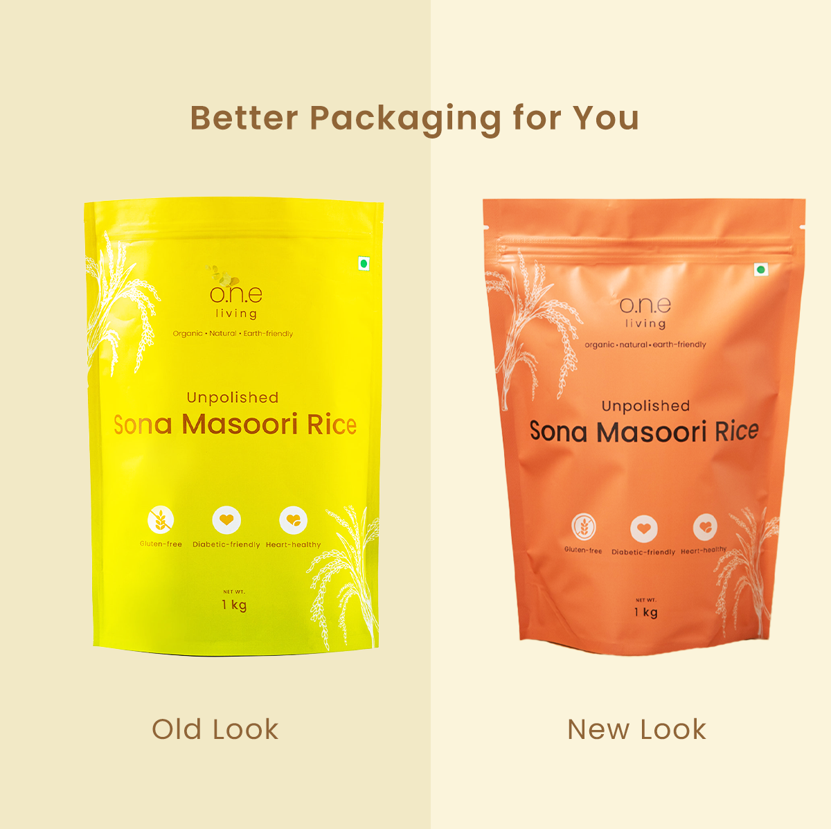 Sona Masoori Rice | 1 Kg | 12 months old | Diabetic-friendly | Pack of 2
