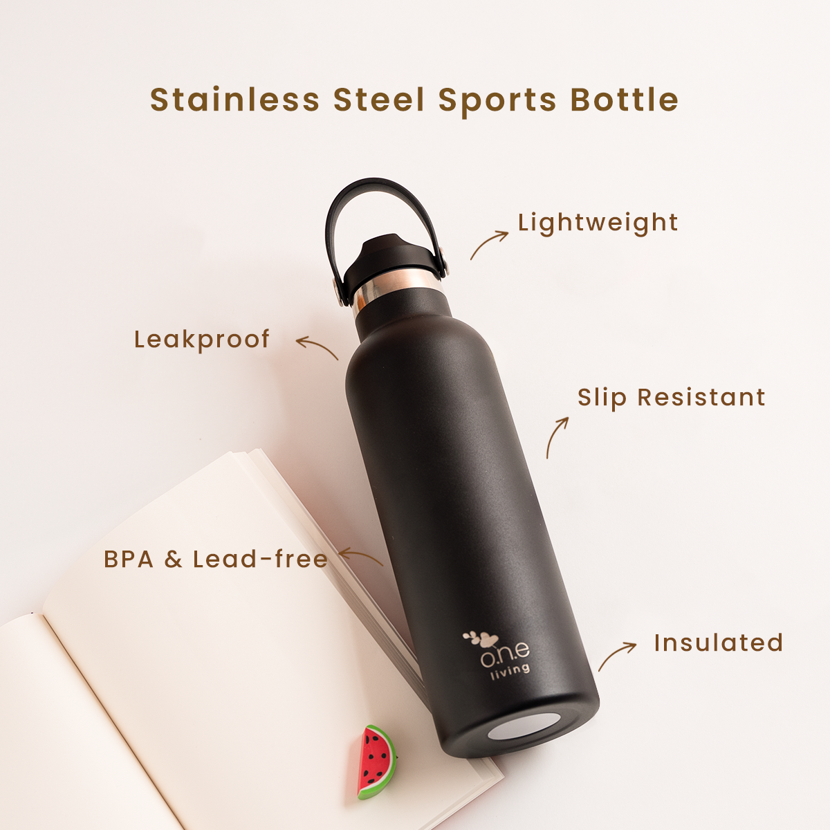 Red Softbound Diary with Plantable Pencils & Black Sports Bottle