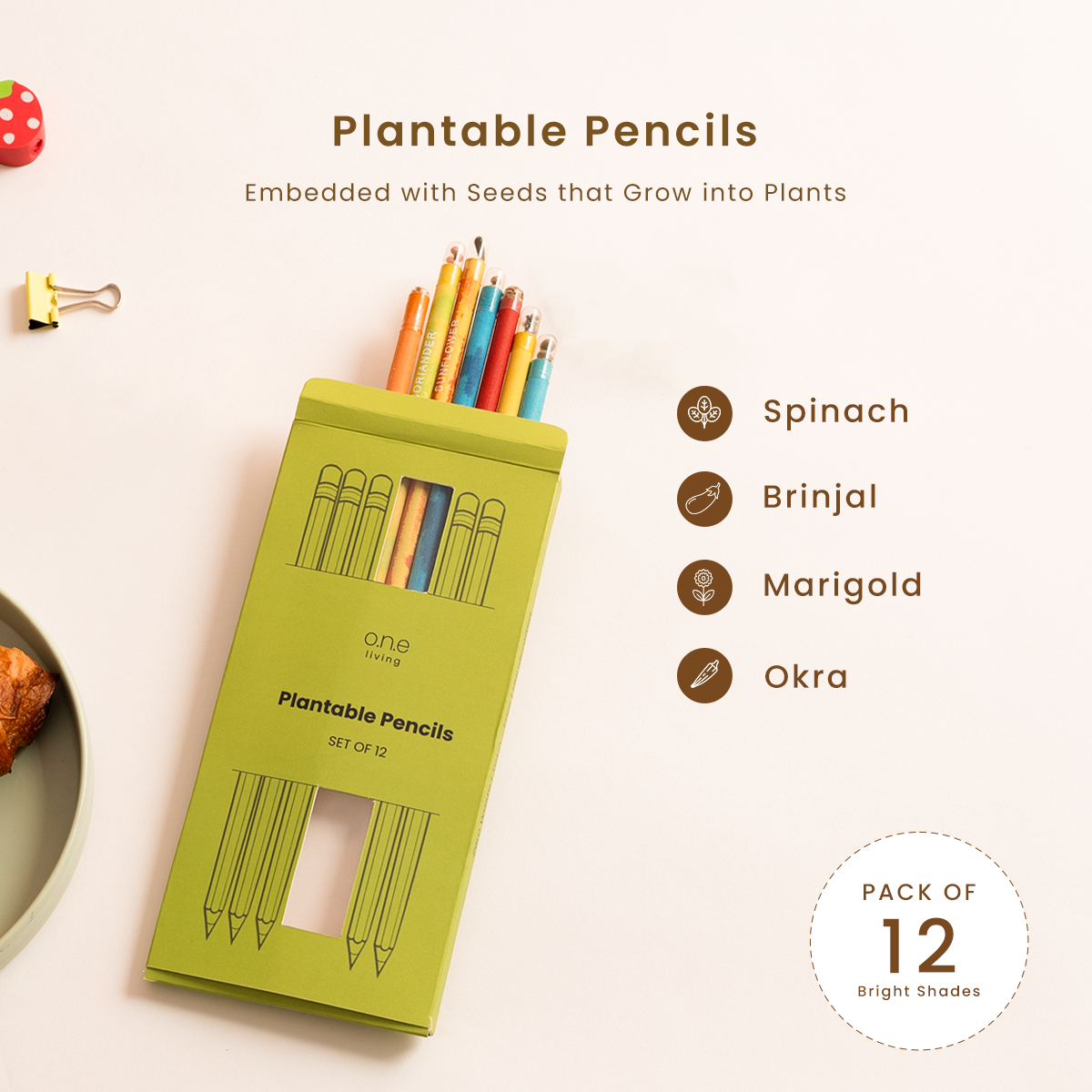 Orange Softbound Diary with Plantable Pencils & White Sports Bottle