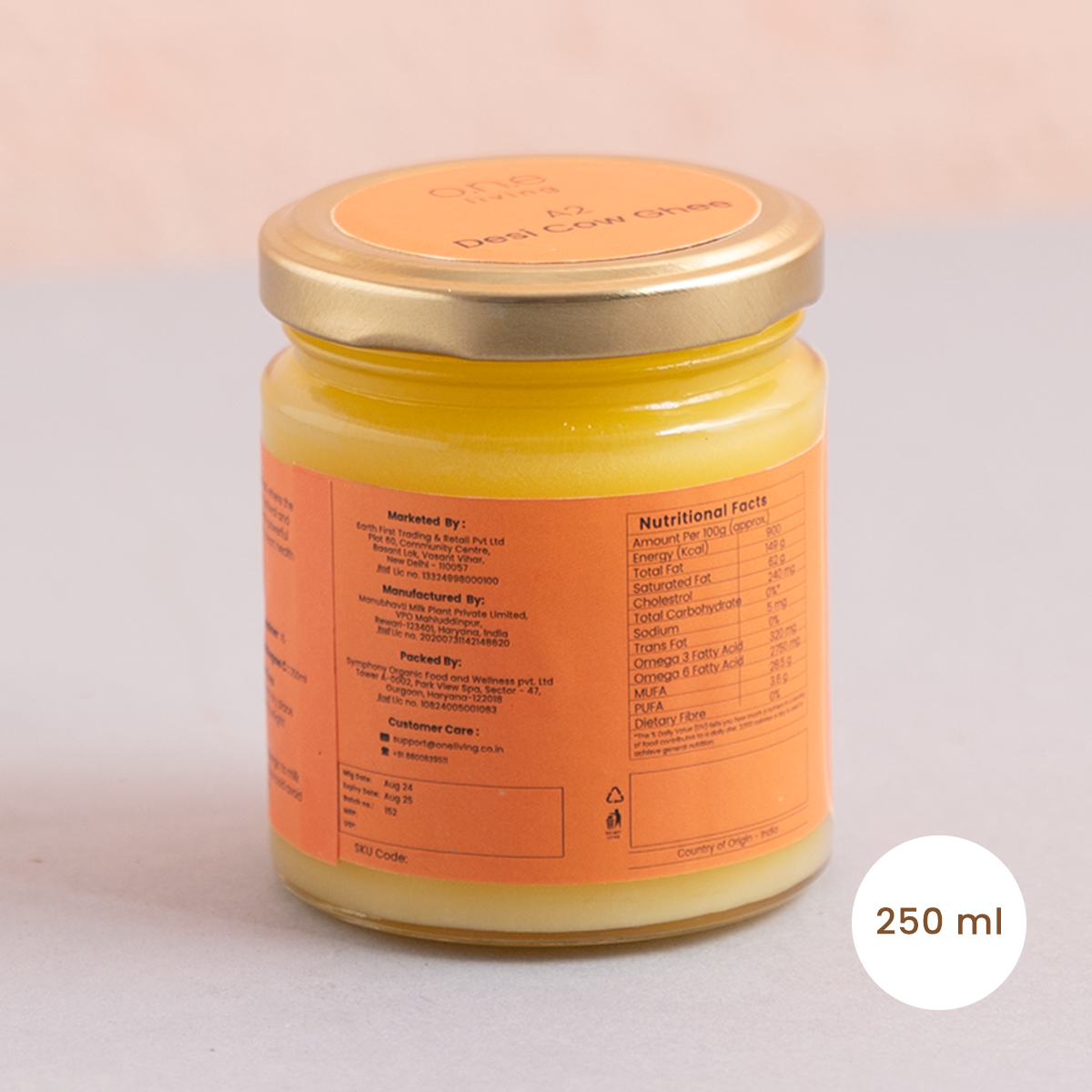 A2 Desi Cow Ghee | 250 ml | Traditional Bilona Method | Freebie