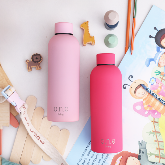 Steel Water Bottle | Dark Pink & Light Pink | Set of 2 | BPA Free