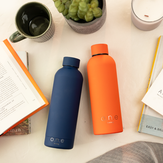 Steel Water Bottle | Orange & Blue | 500 ml | Set of 2 | BPA Free