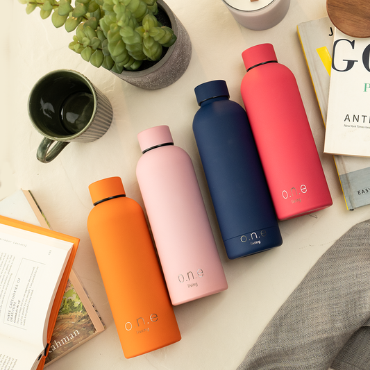 Insulated Stainless Steel Bottles | Set of 4 | 500 ml | Orange, Light Pink, Blue & Dark Pink