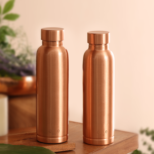 Copper Water Bottles | Set of 2 | 1 L | Plain