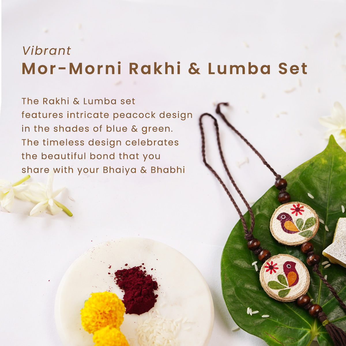 Delisted- Mor-Morni Rakhi & Lumba Set | Rakhi for Bhaiya & Bhabhi