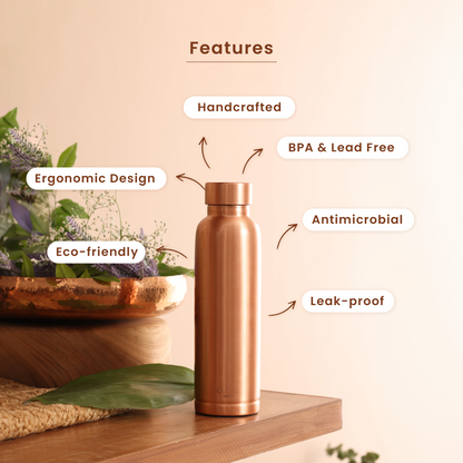 Copper Bottle | 1 Litre | Plain | Improves Digestion