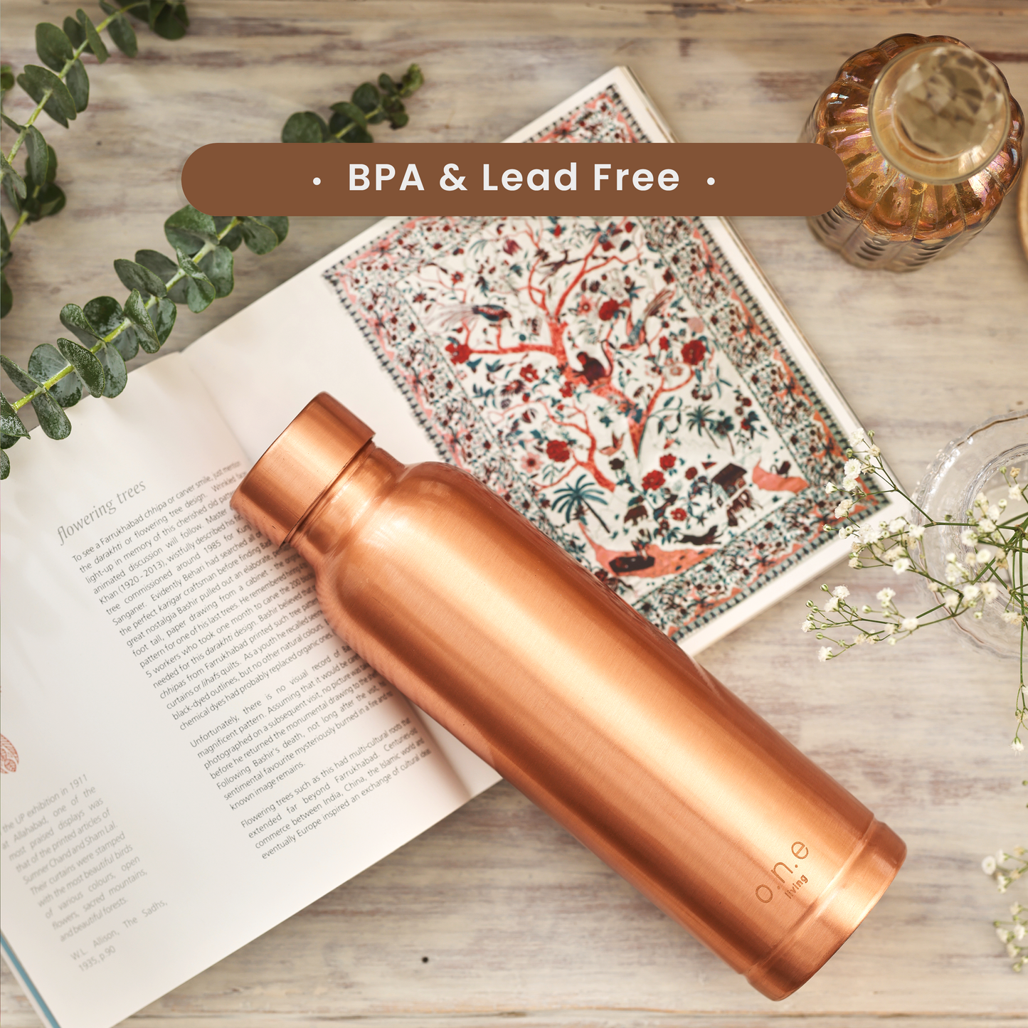 Copper Water Bottles | Set of 2 | 1 L | Plain