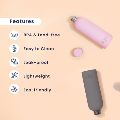 Insulated Steel Bottles for Yoga | Set of 2 | 500 ml | Grey & Light Pink