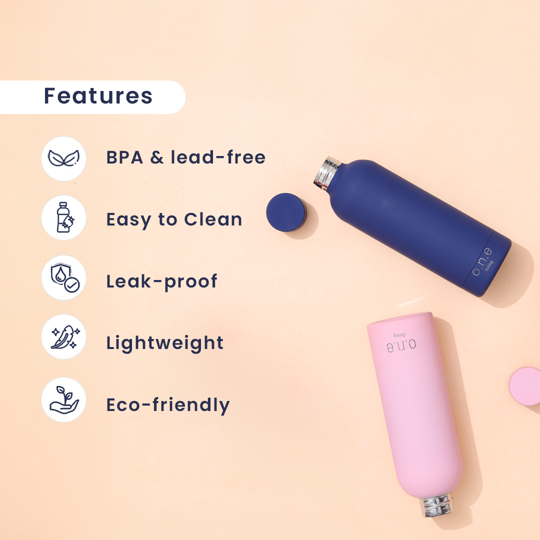 Insulated Stainless Steel Bottles | Set of 2 | 500 ml | Blue & Light Pink | BPA Free