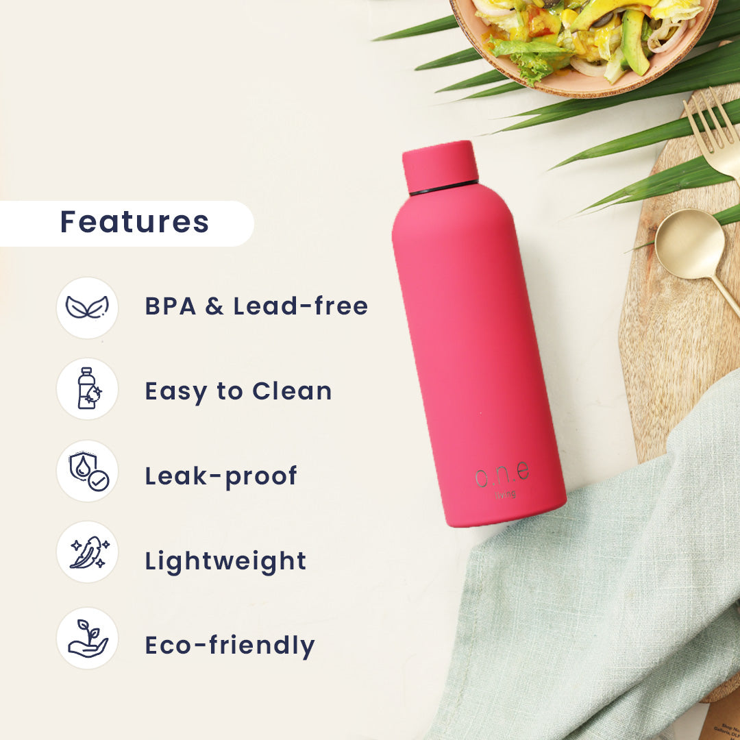 Insulated Stainless Steel Bottle | 500 ml | Dark Pink