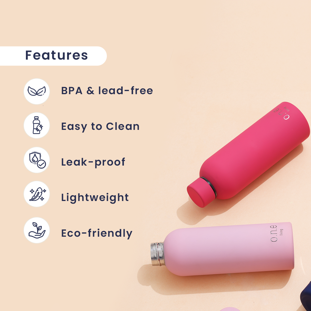 Steel Water Bottle | Dark Pink & Light Pink | Set of 2