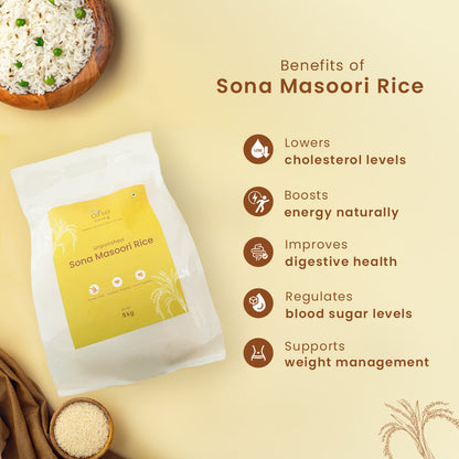 Sona Masoori Rice | 5 Kg | 12 months old | Improves Heart Health | Pack of 2
