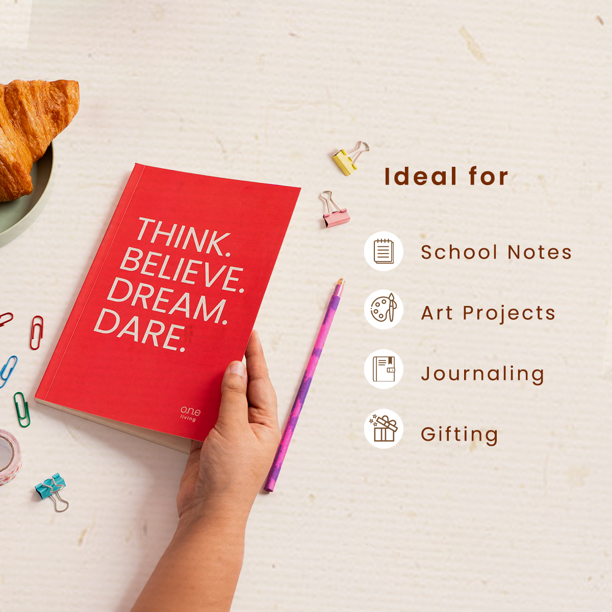 Eco-friendly Diary | Softbound | Unruled | 160 Pages | Red