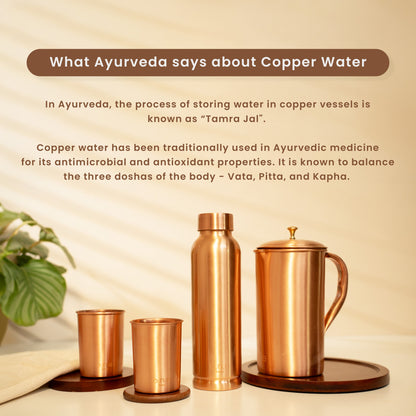 Pure Copper Bottle with Jug and 2 Glasses | Plain
