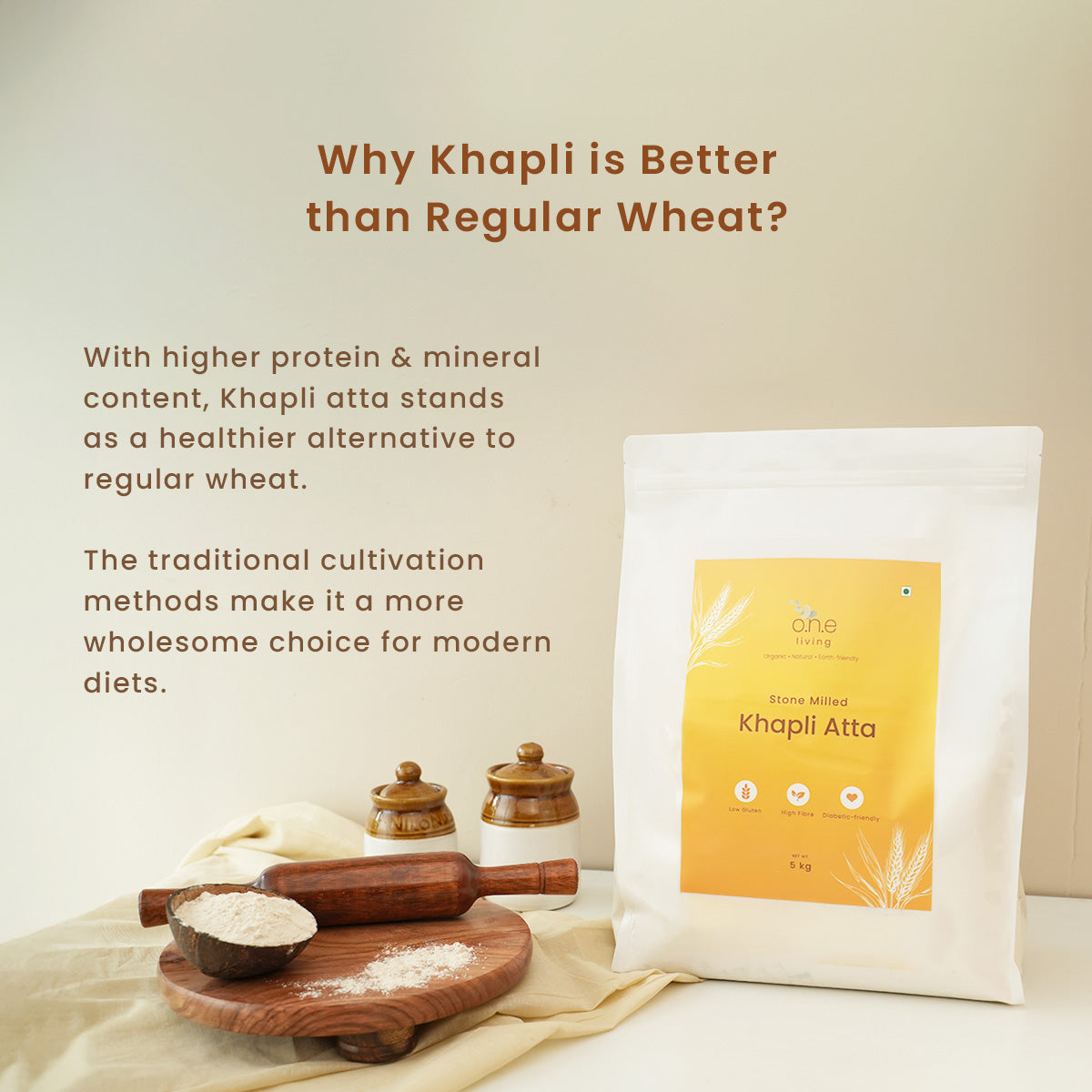 Khapli Wheat | Stone Milled | 1 Kg | Aids in Digestion | Pack of 2