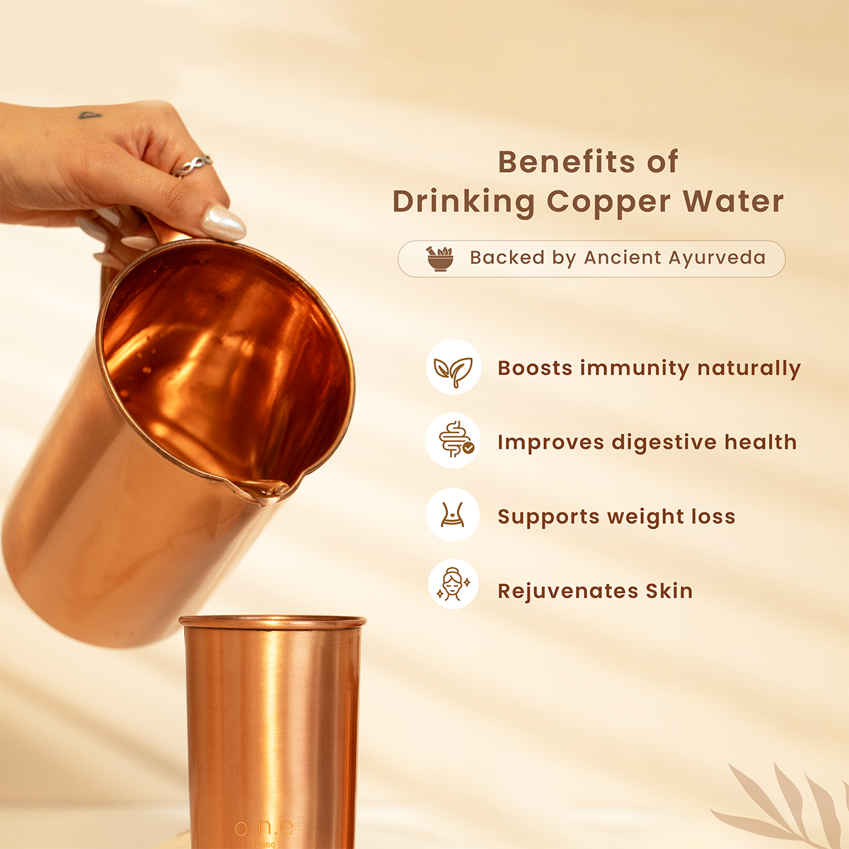Pure Copper Jug with Lid | 1.5 L | Plain | Boosts Immunity