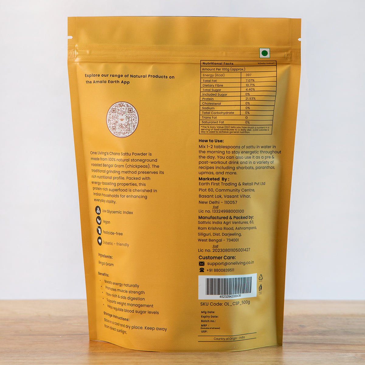Natural Sattu Powder | 500 g | Pack of 2 | Energy Boosting