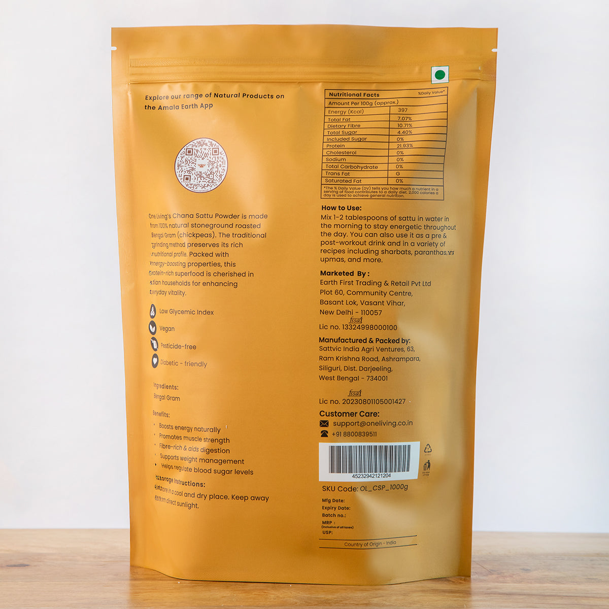 Natural Sattu Powder | 1 Kg | Protein & Fibre Rich