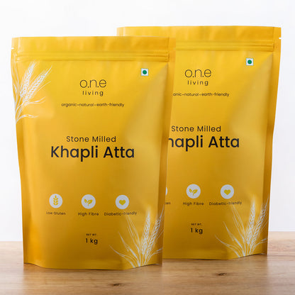 Khapli Wheat | Stone Milled | 1 Kg | Aids in Digestion | Pack of 2