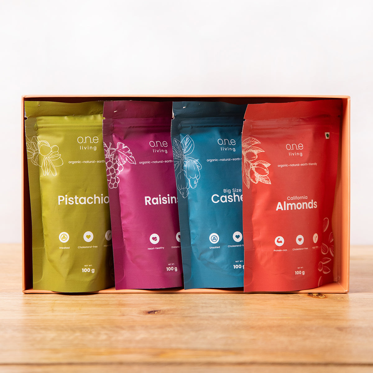 Dry Fruit Gift Box | Plain | Pack of 4 | Almonds, Cashews, Pista, Raisins