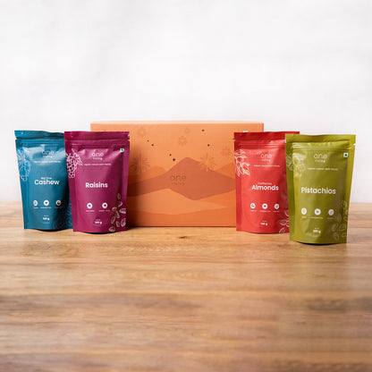 Dry Fruit Gift Box | Plain | Pack of 4 | Almonds, Cashews, Pista, Raisins