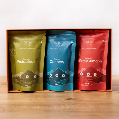 Dry Fruit Gift Box | Roasted | Pack of 3 | Almonds, Cashews, Pista