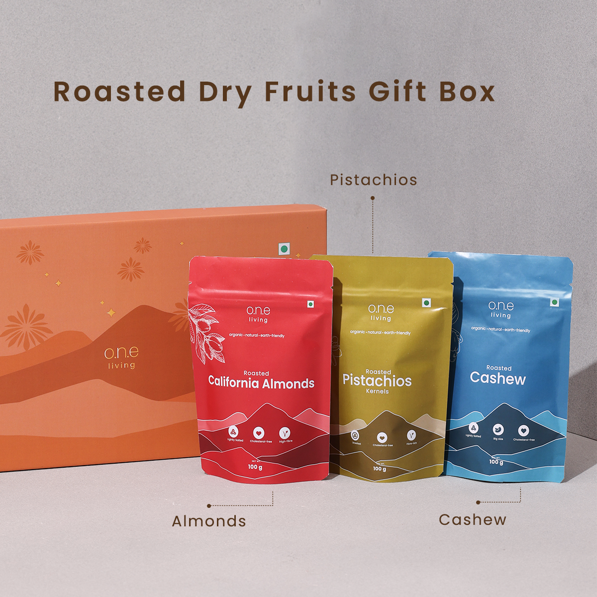 Dry Fruit Gift Box | Roasted | Pack of 3 | Almonds, Cashews, Pista