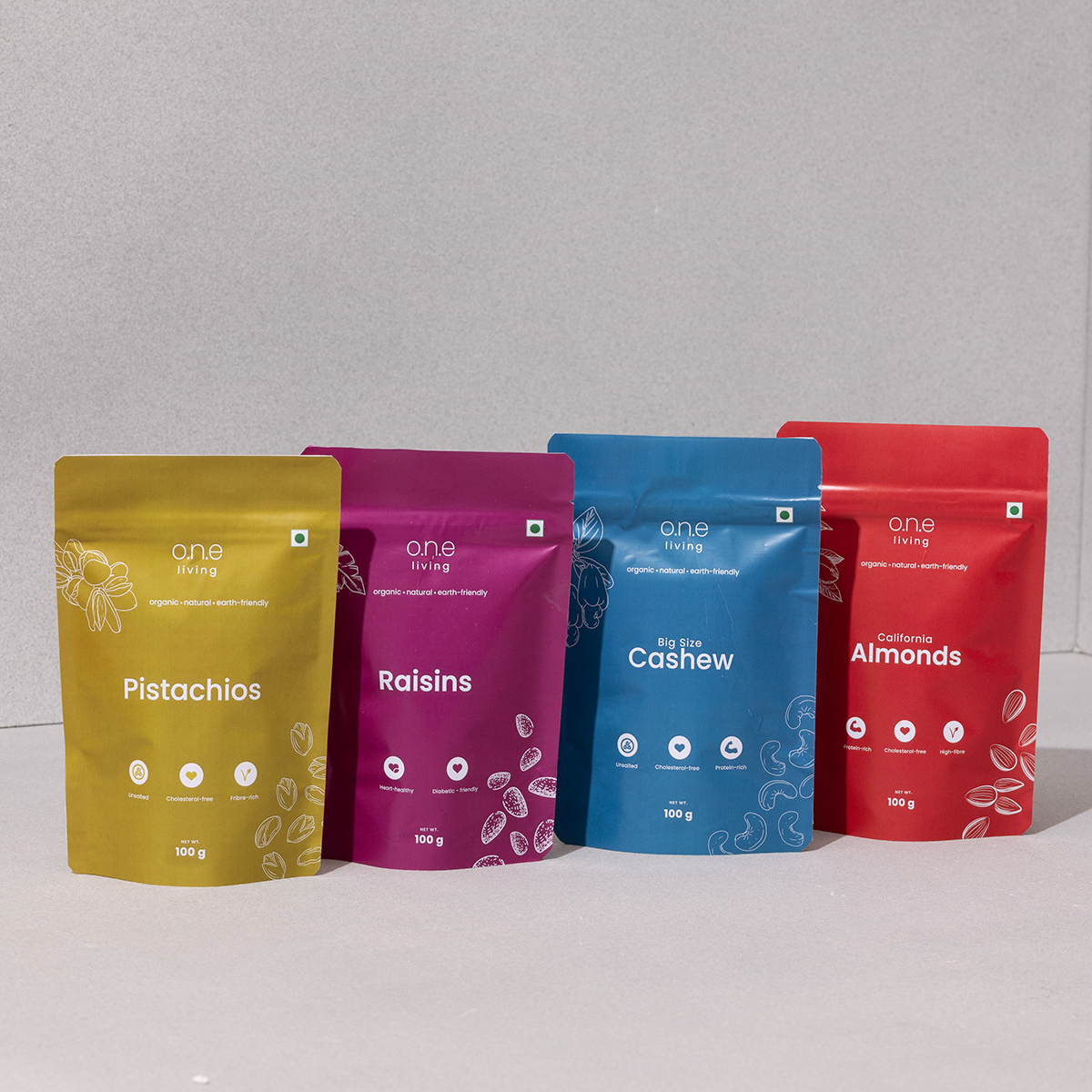 Dry Fruit Gift Box | Plain | Pack of 4 | Almonds, Cashews, Pista, Raisins
