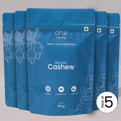 Cashew Nuts | W240 | Plain | Pack of 5 | 200 g each
