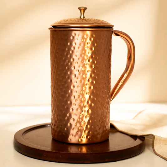 Pure Copper Jug with Lid | Hammered | Improves Digestion | 15 L
