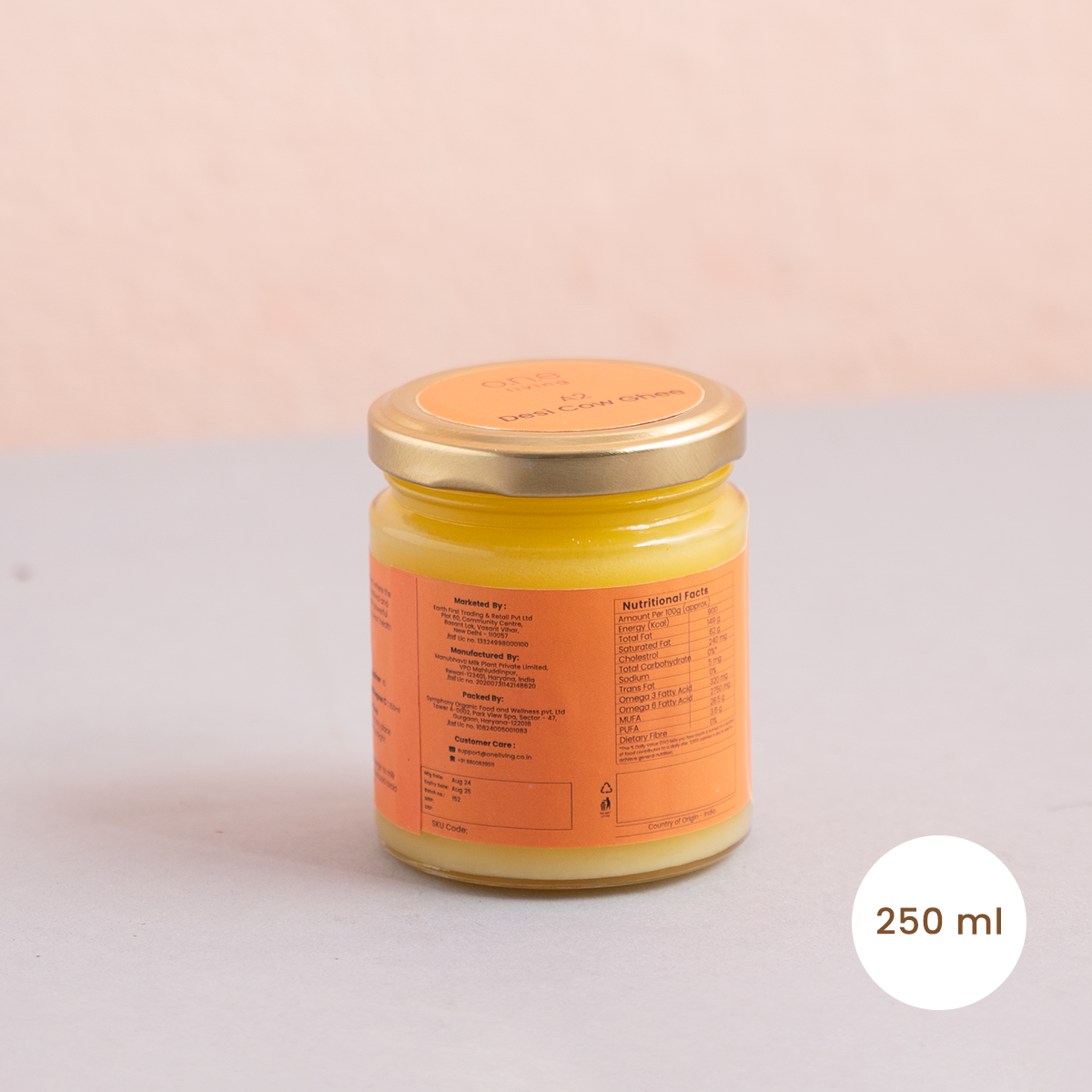 A2 Desi Cow Ghee | 250 ml | Traditional Bilona Method - New Freebie