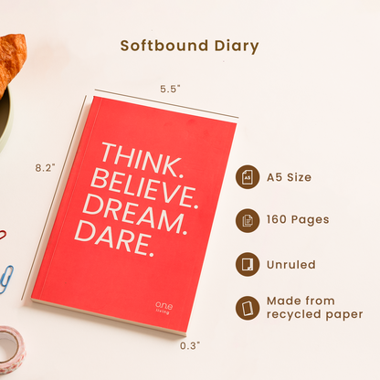 Red Softbound Diary with Plantable Pencils & Black Sports Bottle
